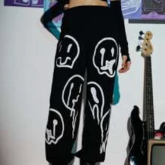 Black & White Graphic Elastic Waist Sweatpants/Joggers - Picture 1 of 2